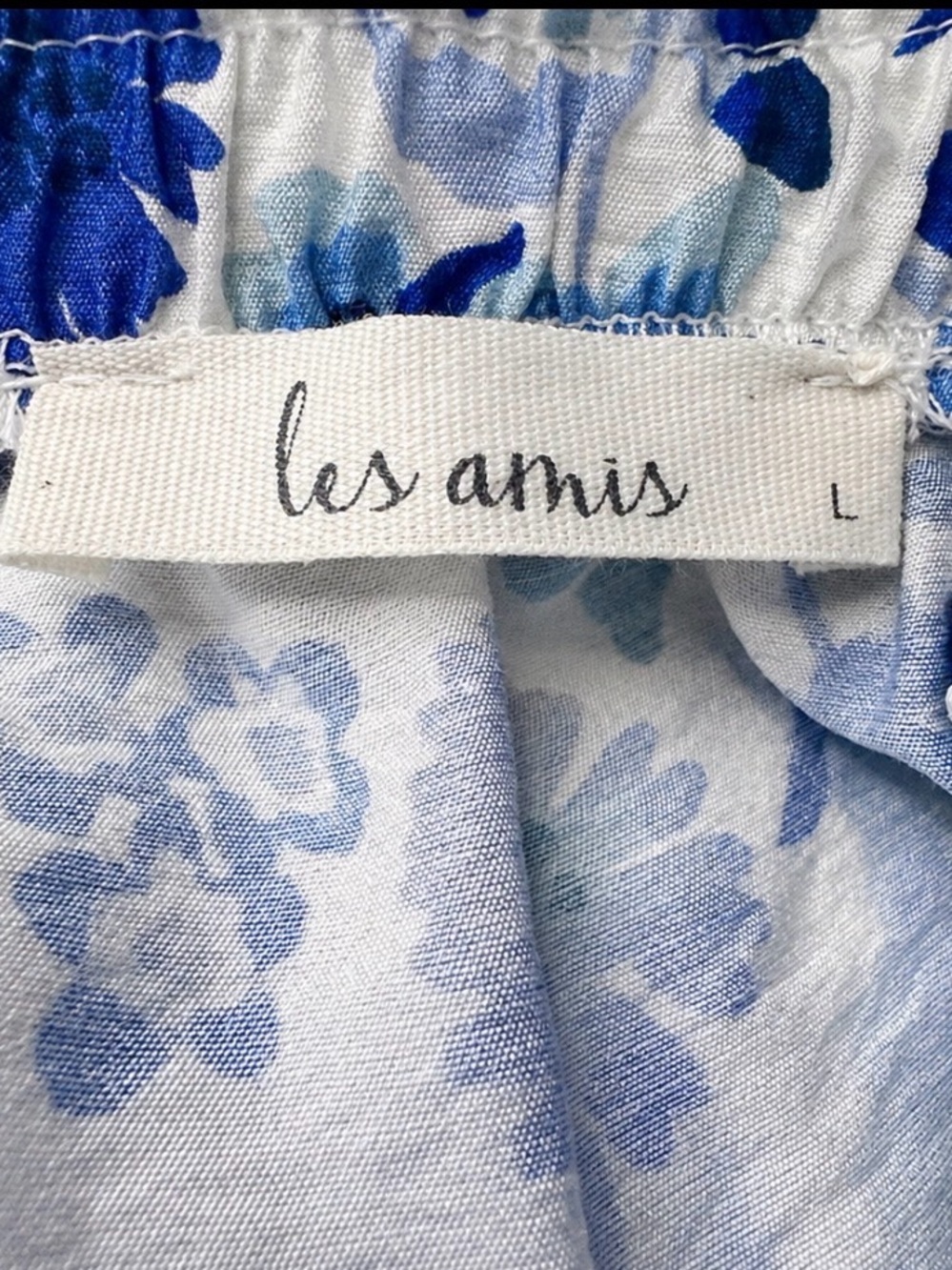 Les Amis Blue White Floral Tiered Maxi Skirt Boho Coastal Summer ~ Size L ~ NWOT - Picture 5 of 6